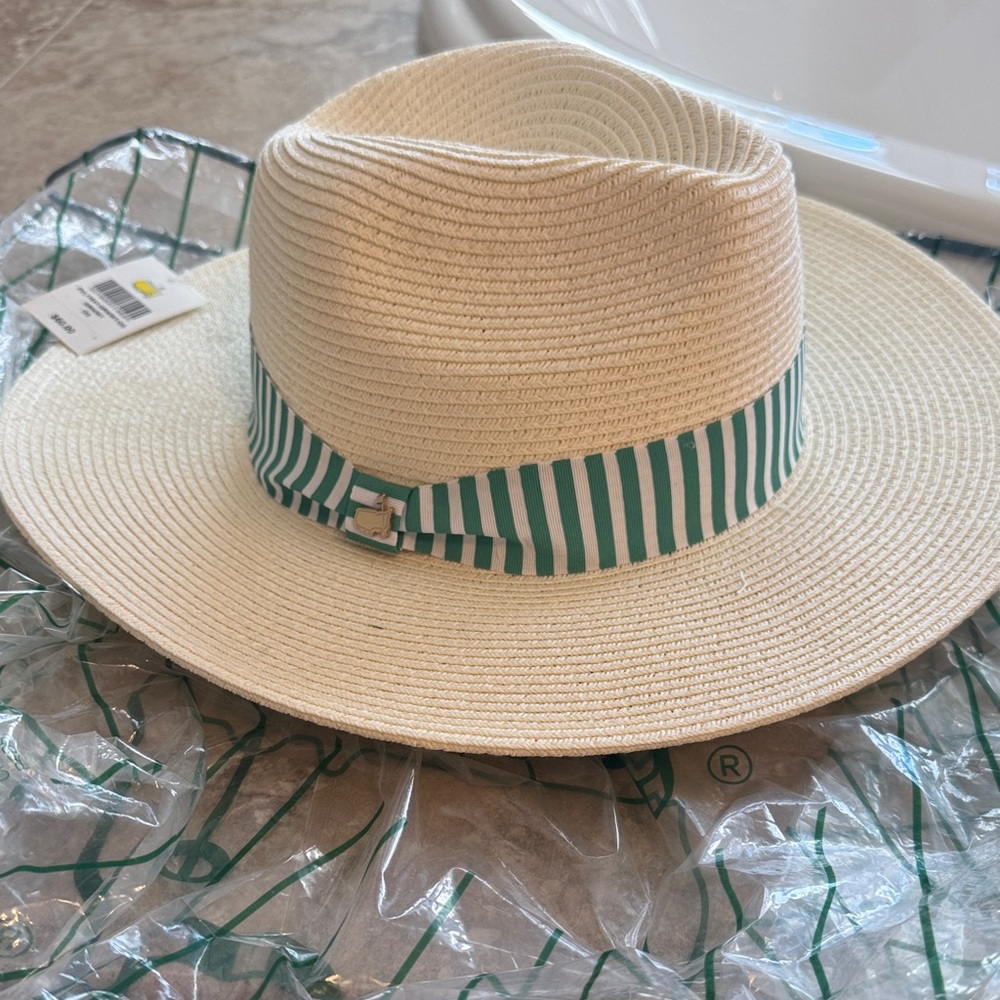 Masters Cream Sun Hat with Green Striped Band 2025 Masters